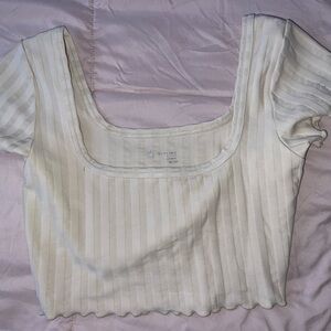 Striped Cream Ribbed Top